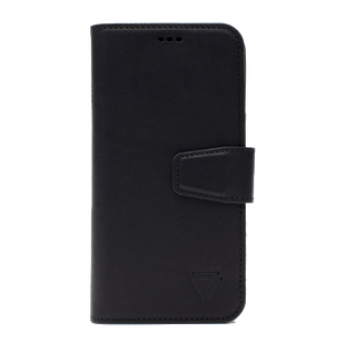 iPhone 16 Plus Ægte Læder Flip Cover (Sort)
