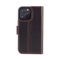iPhone 16 Pro Ægte Læder Flip Cover (Brun)