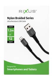 USB-A- Lightning Nylon kabel (1.2m)