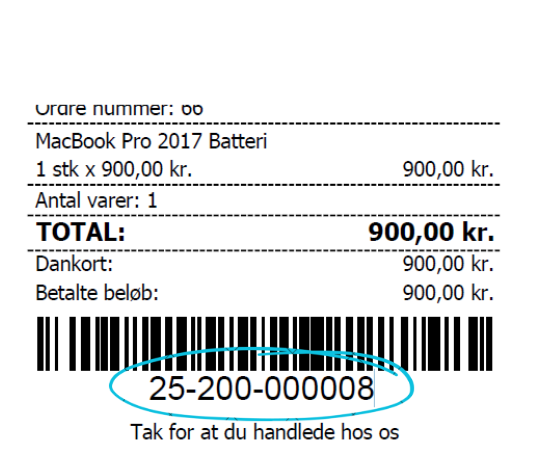 Eksempel på ticketnummer